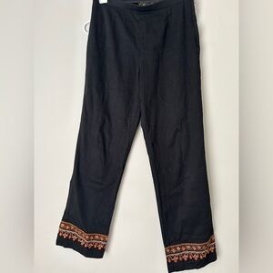 David Paul Black‎ Pants with Orange Embroidered Hem